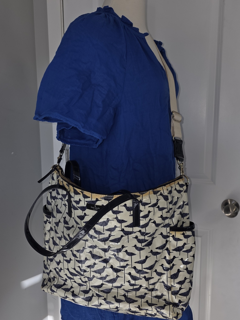 kate spade Cream /Navy Sandpiper -Print Baby Bag w/ Changing Mat *